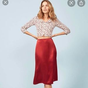Reformation Violetta Red Skirt